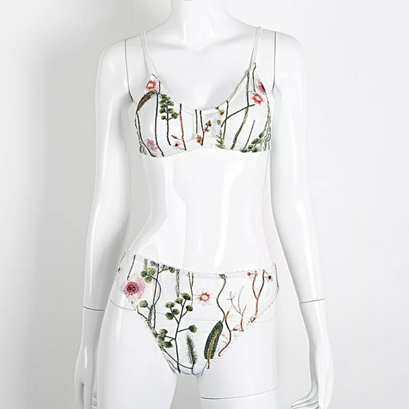 White floral bralette set - Picture 7 of 8